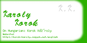 karoly korok business card